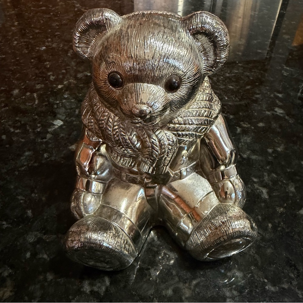 Ralph Lauren Home Silver-Plated Bear Piggy Bank - heavy!